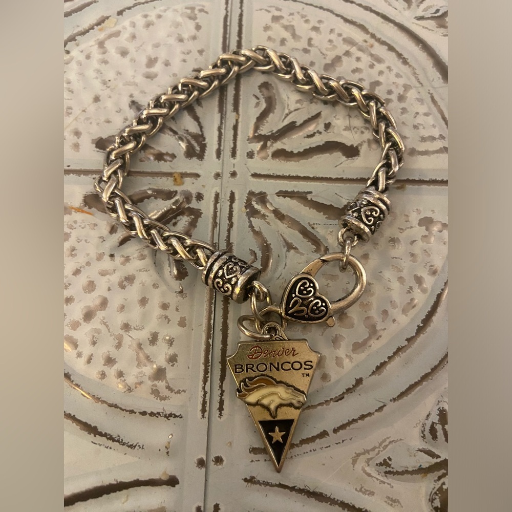 Silver Denver Broncos Bracelet